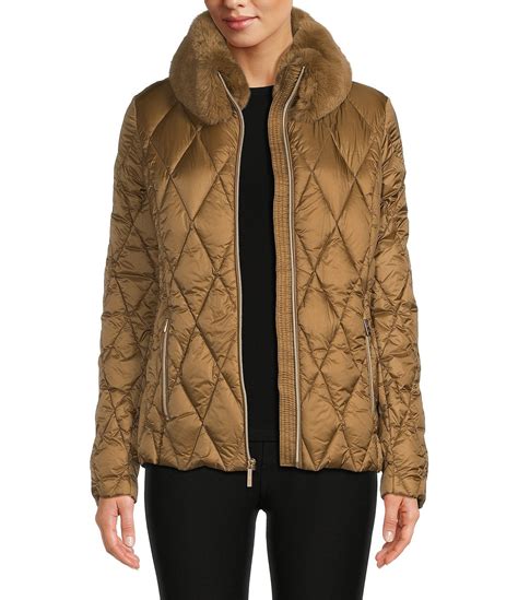 michael michael kors faux shearling-trim quilted jacket|Faux Shearling Trim Quilted Puffer Jacket .